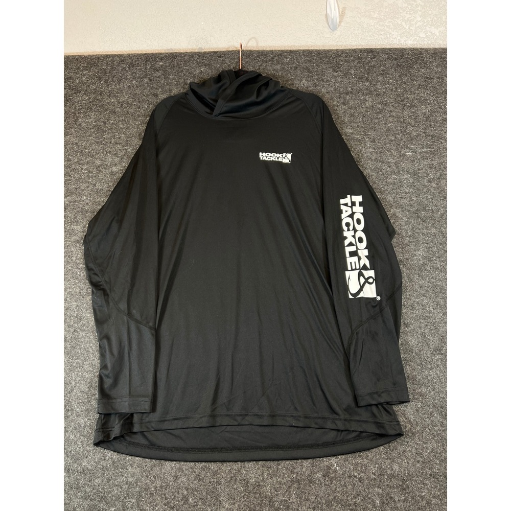 Hook & Tackle Seamount Fishing Hoodie Mens 2XL Black Pullover UPF 50 Protection
